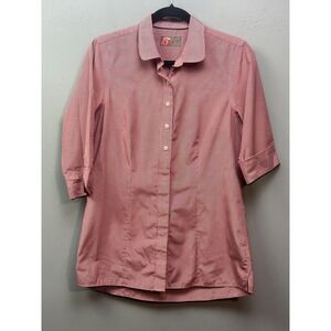 Chick-fil-A Shirt Womens Medium Red Gingham Button Down 3/4 Sleeve Uniform OOBE